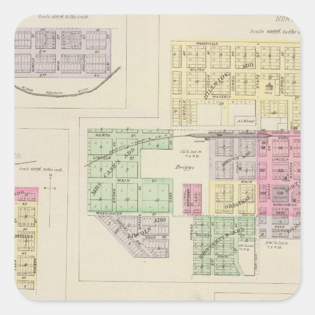 Norton, Lenora, Almena, Densmore, Almelo, Kansas Quadratischer Aufkleber (Vorderseite)