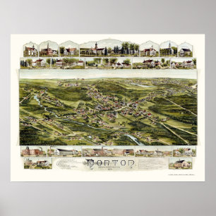 Norton, MA Panorama Karte - 1891 Poster