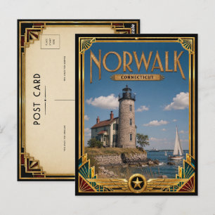 Norwalk Connecticut Vintage Art Deco Golden Age Postkarte