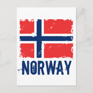 NORWAY FLAG DISTRESSEED POSTKARTE