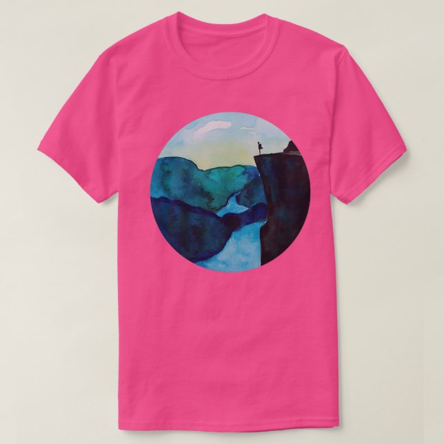 Norway Preikestolen I Backpacker I Watercolour Des T-Shirt (Design vorne)