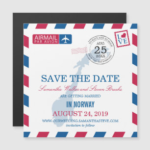 Norwegen Airmail Save the Date Magneteinladung