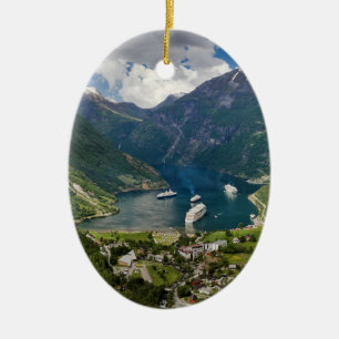 Norwegen-Ansicht zu Geiranger von Flydalsjuvet Keramikornament