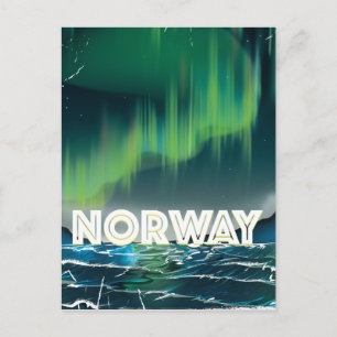Norwegen Aurora Northern Lights Travel Poster Postkarte