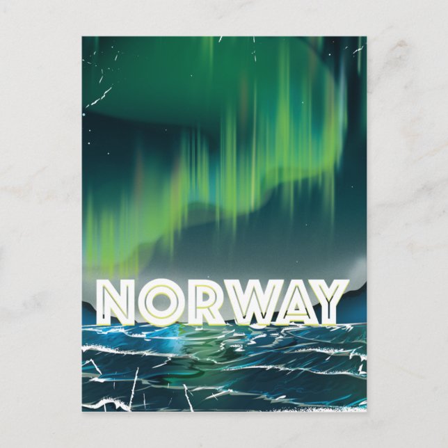 Norwegen Aurora Northern Lights Travel Poster Postkarte (Vorderseite)