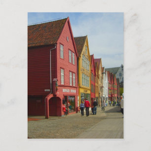 Norwegen, Bergen, bemalte Häuser am Wasser Postkarte