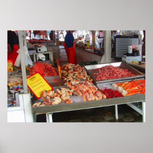 Norwegen, Bergen, Fischmarkt an der Küste Poster