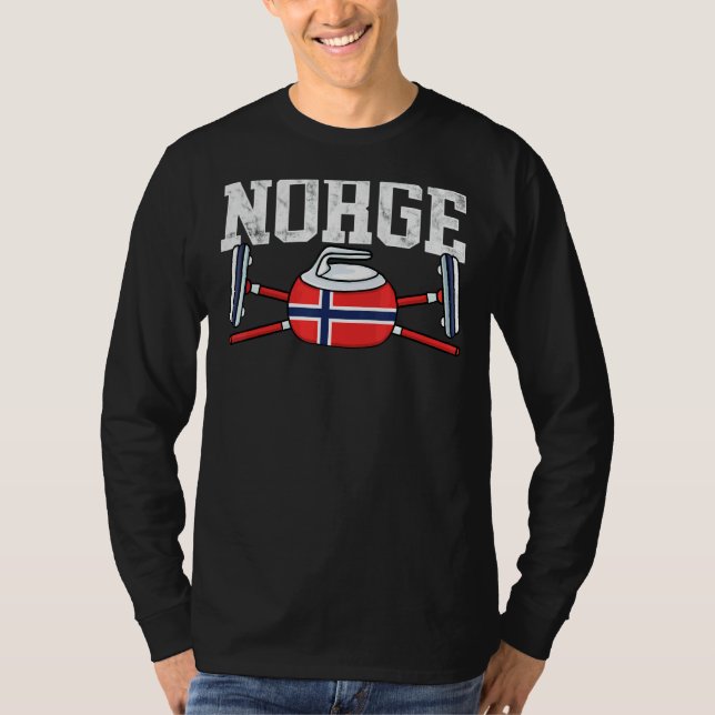 Norwegen Curling Broom Winter Ice Sport Norwegisch T-Shirt (Vorderseite)