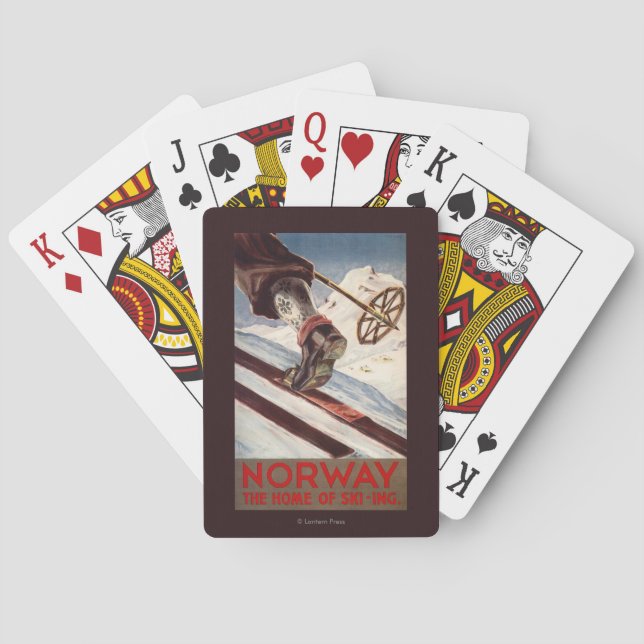 Norwegen - das Zuhause des Skifahrens Spielkarten (Rückseite)