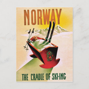 Norwegen, die Wiege des Skifahrens, Vintage-Reise Postkarte