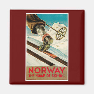 Norwegen Die Zuhause des Ski Vintage Travel Poster Magnet