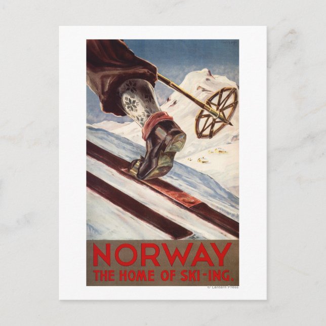 Norwegen - Die Zuhause des Skifahrens Postkarte (Vorderseite)