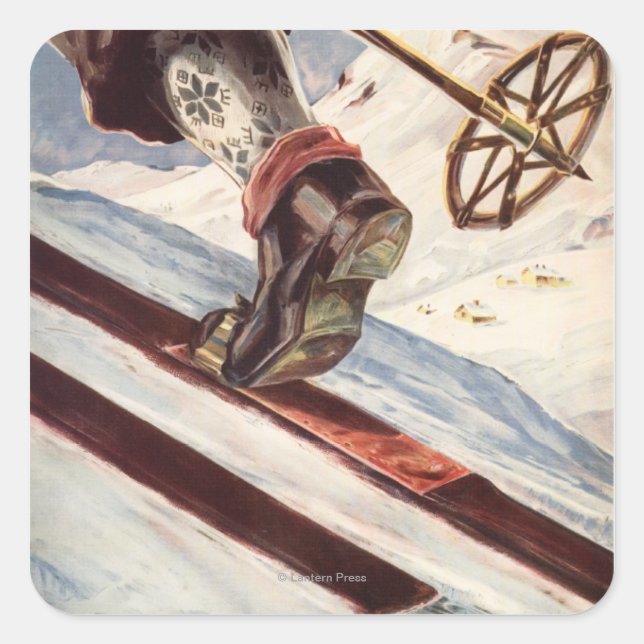 Norwegen - Die Zuhause des Skifahrens Quadratischer Aufkleber (Vorderseite)