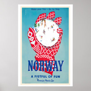 Norwegen Fistful of Fun Norwegian America Line Poster