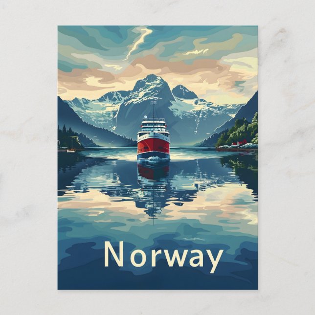 Norwegen Fjord Postkarte (Vorderseite)