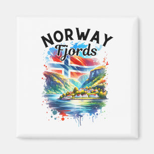 Norwegen Fjorde Kreuzfahrt Norwegische Flagge Skan Magnet