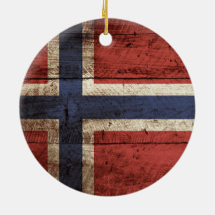 Norwegen-Flagge auf altem hölzernem Korn Keramikornament