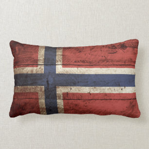 Norwegen-Flagge auf altem hölzernem Korn Lendenkissen