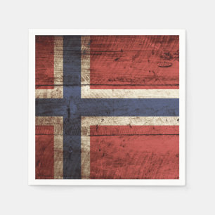 Norwegen-Flagge auf altem hölzernem Korn Serviette