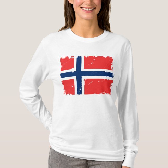 Norwegen-Flagge beunruhigt T-Shirt (Vorderseite)