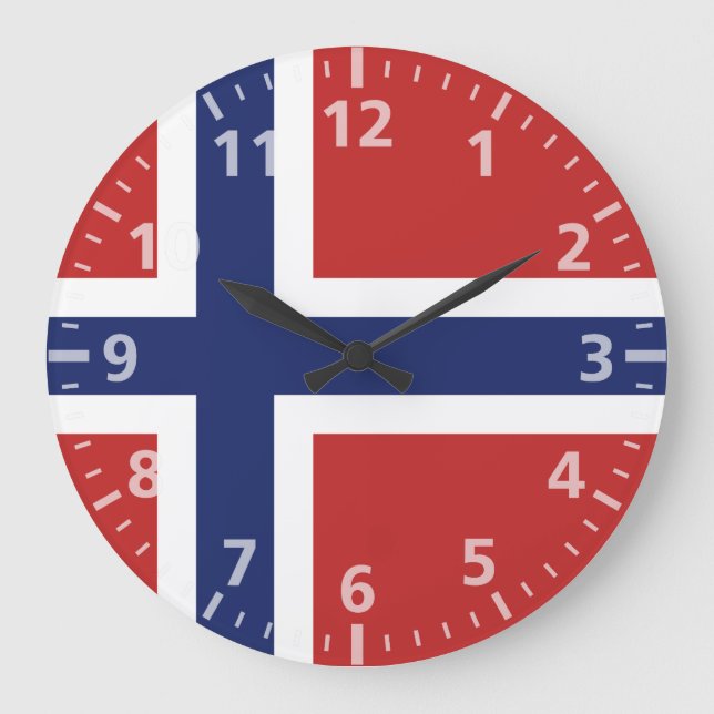 Norwegen-Flagge Große Wanduhr (Vorderseite)