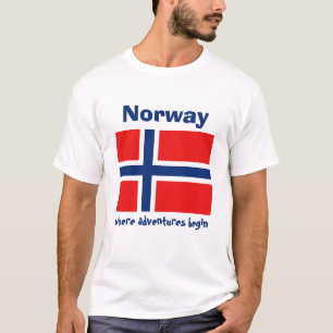 Norwegen-Flagge + Karte + Text-T - Shirt