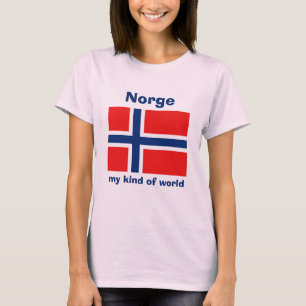 Norwegen-Flagge + Karte + Text-T - Shirt