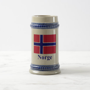 Norwegen-Flagge mit Namen auf Norweger Bierglas