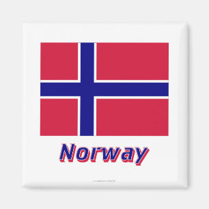 Norwegen-Flagge mit Namen Magnet