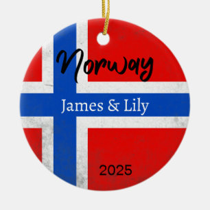 Norwegen Flagge Ornament, Personalisiert Norwegen Keramik Ornament