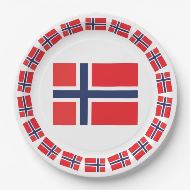 NORWEGEN-FLAGGE PAPPTELLER (Vorderseite)