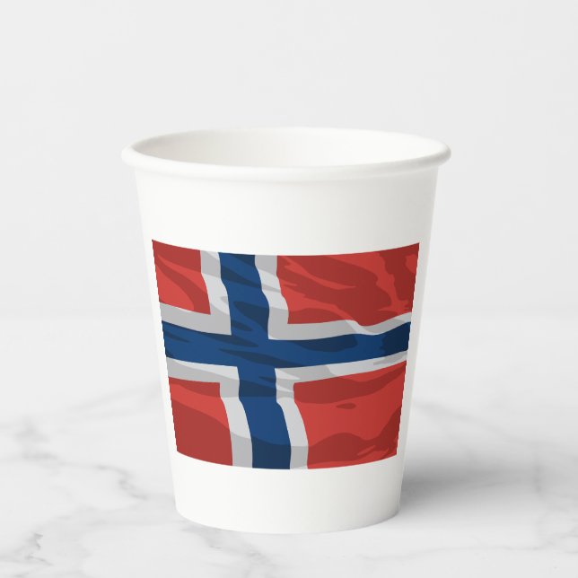 Norwegen Flagge rot und blau Pappbecher (Vorderseite)