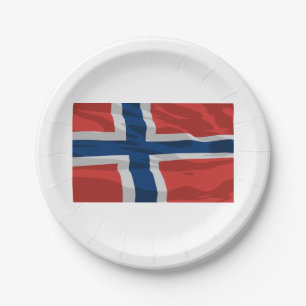 Norwegen Flagge rot und blau Pappteller