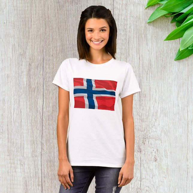 Norwegen Flagge rot und blau T-Shirt (Von Creator hochgeladen)