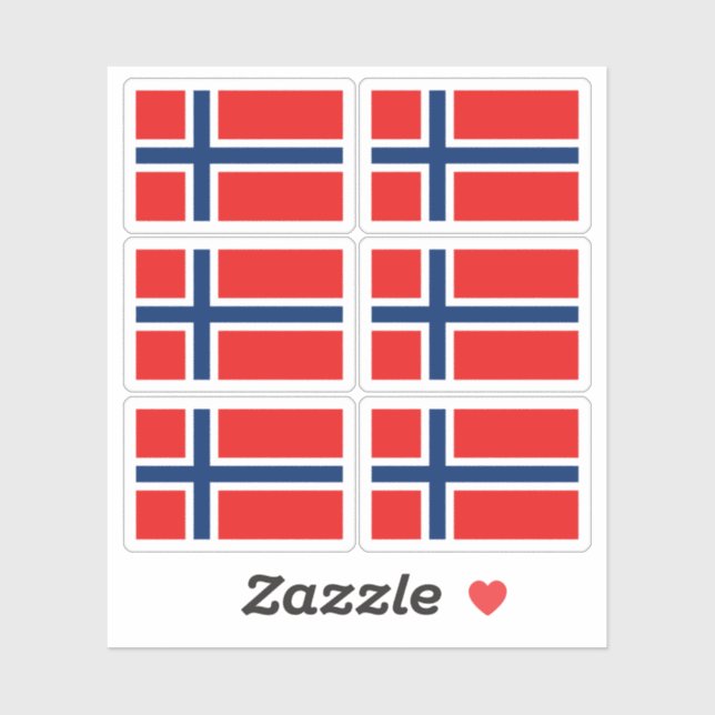 Norwegen-Flaggen-Sticker-Sammlung – Packung mit 6  Aufkleber (Blatt)