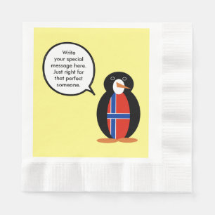 Norwegen - Frau Penguin Personalisiert Serviette