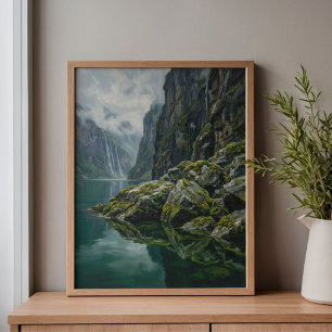 Norwegen Geirangerfjord Moosiges Wasser Kunst Leinwanddruck
