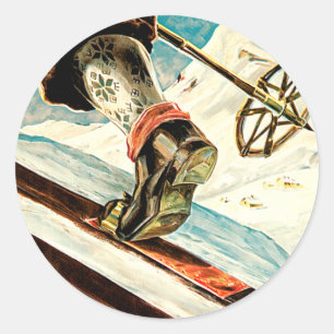 Norwegen - Heimat der Skifahrerkunst Runder Aufkleber