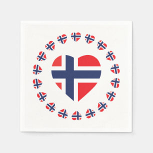 NORWEGEN-HERZ-FORM-FLAGGE SERVIETTE