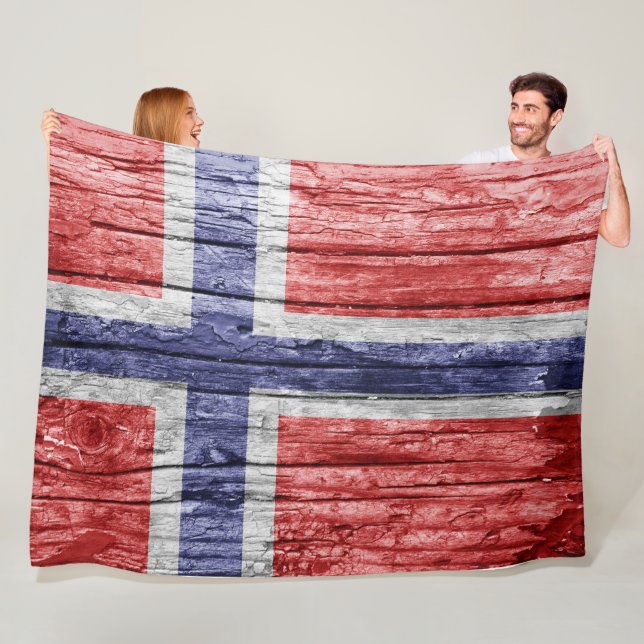 Norwegen-Holzflagge Fleecedecke (Beispiel)
