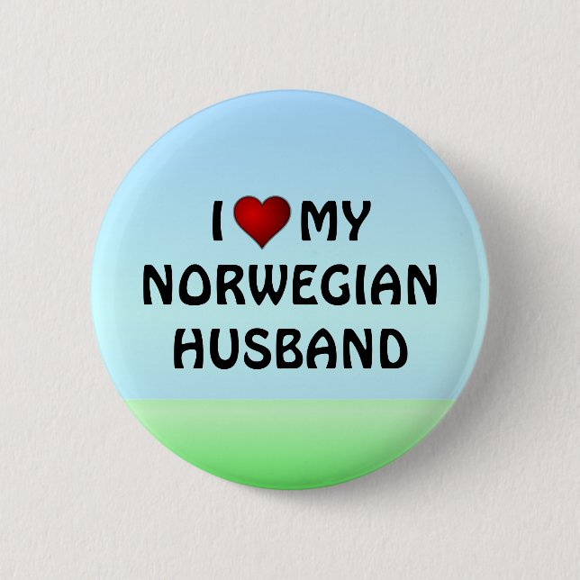 Norwegen: I LIEBE MEIN NORWEGISCHER EHEMANN Button (Vorderseite)