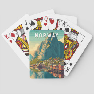 Norwegen Illustration Reise Kunst Vintage Spielkarten
