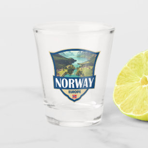 Norwegen Illustration Retro Abzeichen Schnapsglas