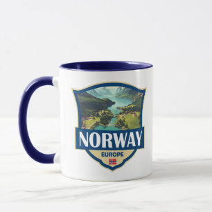 Norwegen Illustration Retro Abzeichen Tasse