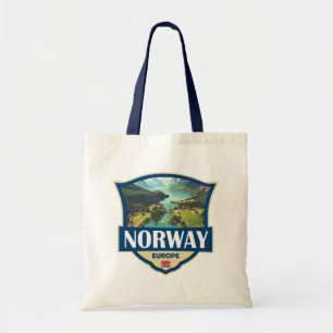 Norwegen Illustration Retro Abzeichen Tragetasche
