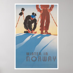 Norwegen Kunst Norwegischer Druck Skiplakat Winter Poster