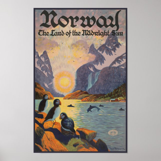 Norwegen Land der Mitternacht Sun Vintage Poster (Vorne)