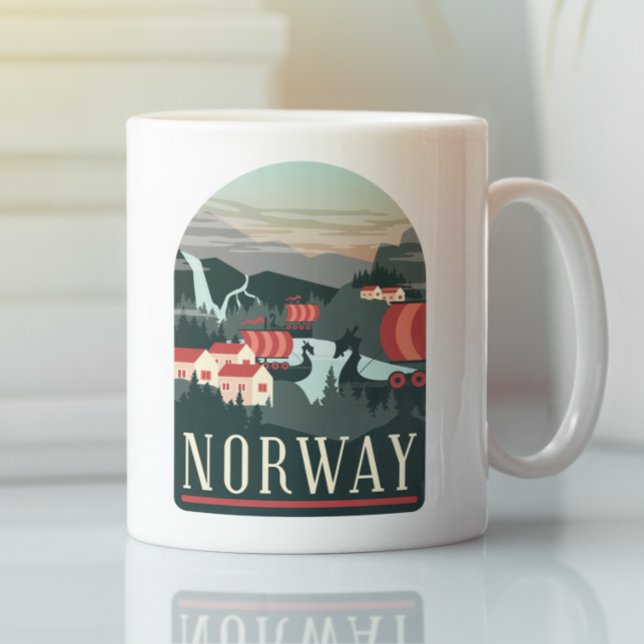 Norwegen Landscape Vintage Travel Postcard Kaffeetasse (Norway Landscape Vintage Travel Postcard Coffee Mug)