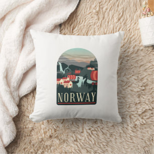 Norwegen Landscape Vintage Travel Postcard Kissen