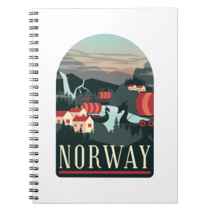 Norwegen Landscape Vintage Travel Postcard Notizblock